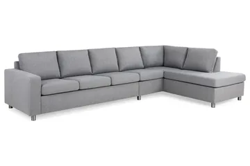 Crazy 5-seters Høyrevendt L-formet Sjeselongsofa i Stoff - Grå - Møbler - Sofaer - Sofaer med sjeselong - 4 seters sofa med divan