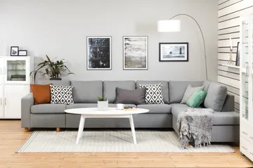 Crazy 5-seters Høyrevendt L-formet Sjeselongsofa i Stoff - Grå - Møbler - Sofaer - Sofaer med sjeselong - 4 seters sofa med divan