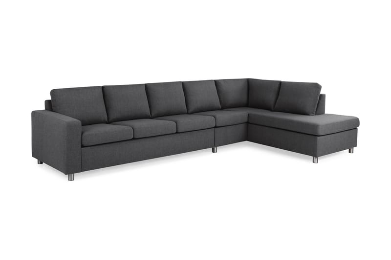 Crazy 5-seters Høyrevendt L-formet Sjeselongsofa i Stoff - Mørk grå - Møbler - Sofaer - Sofaer med sjeselong - 4 seters sofa med divan