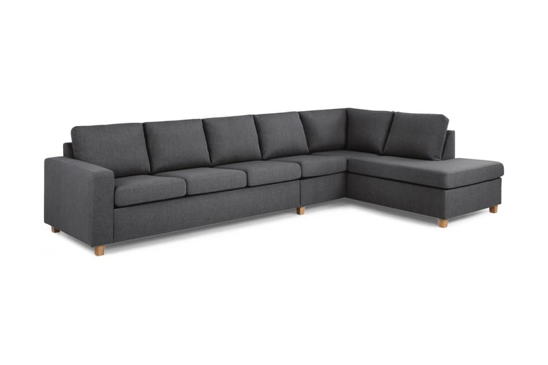 Crazy 5-seters Høyrevendt L-formet Sjeselongsofa i Stoff - Mørk grå - Møbler - Sofaer - Sofaer med sjeselong - 4 seters sofa med divan