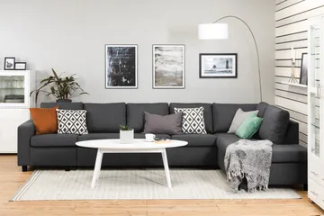 Crazy 5-seters Høyrevendt L-formet Sjeselongsofa i Stoff - Mørk grå - Møbler - Sofaer - Sofaer med sjeselong - 4 seters sofa med divan