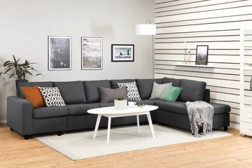 Crazy 5-seters Høyrevendt L-formet Sjeselongsofa i Stoff - Mørk grå - Møbler - Sofaer - Sofaer med sjeselong - 4 seters sofa med divan