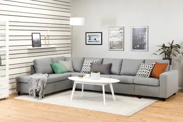 Crazy 5-seters Venstrevendt L-formet Sjeselongsofa i Stoff - Grå - Møbler - Sofaer - Sofaer med sjeselong - 4 seters sofa med divan