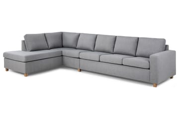 Crazy 5-seters Venstrevendt L-formet Sjeselongsofa i Stoff - Grå - Møbler - Sofaer - Sofaer med sjeselong - 4 seters sofa med divan