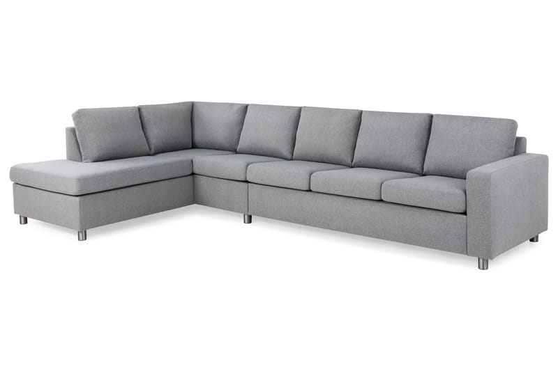Crazy 5-seters Venstrevendt L-formet Sjeselongsofa i Stoff - Grå - Møbler - Sofaer - Sofaer med sjeselong - 4 seters sofa med divan
