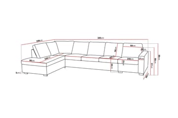 Crazy 5-seters Venstrevendt L-formet Sjeselongsofa i Stoff - Mørk grå - Møbler - Sofaer - Sofaer med sjeselong - 4 seters sofa med divan
