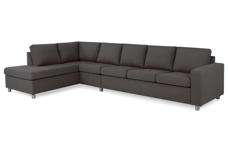 Crazy 5-seters Venstrevendt L-formet Sjeselongsofa i Stoff - Mørk grå - Møbler - Sofaer - Sofaer med sjeselong - 4 seters sofa med divan