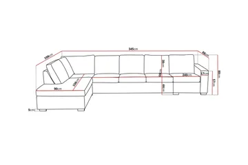 Crazy 5-seters Venstrevendt L-formet Sjeselongsofa i Stoff - Mørk grå - Møbler - Sofaer - Sofaer med sjeselong - 4 seters sofa med divan