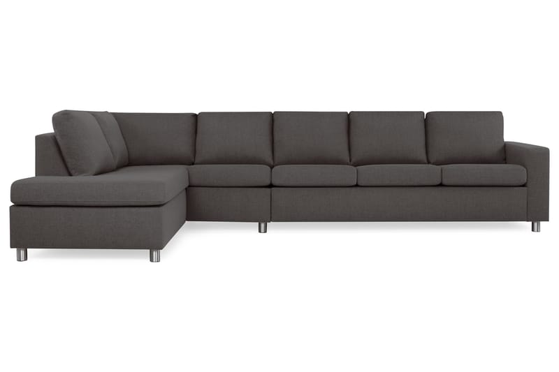 Crazy 5-seters Venstrevendt L-formet Sjeselongsofa i Stoff, Mørk grå