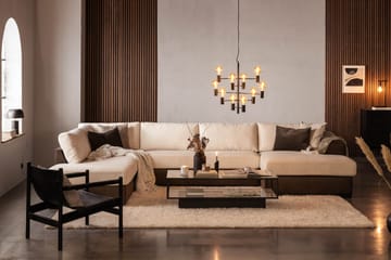 Cuba 5-seters Venstrevendt U-formet Sofa med Divan og Sjeselong i Kunstlær/Stoff - Brun / Beige - Møbler - Sofaer - U-sofa