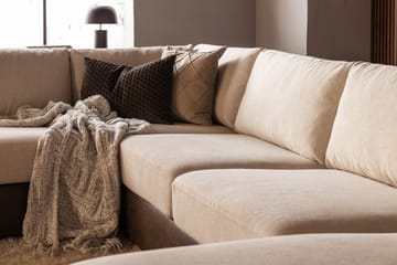 Cuba 5-seters Venstrevendt U-formet Sofa med Divan og Sjeselong i Kunstlær/Stoff - Brun / Beige - Møbler - Sofaer - U-sofa
