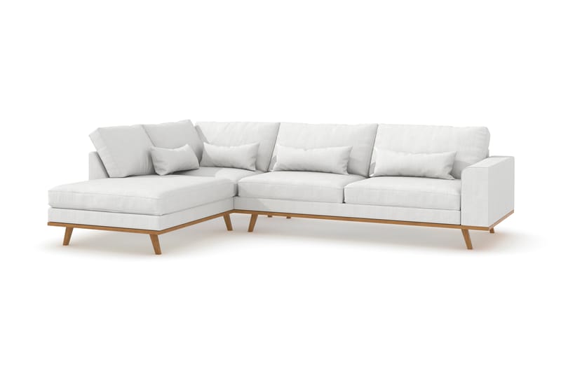 DivanSofa Haga 2,5-seters - Hvit / Eik - 4 seters sofa med divan - Sofaer med sjeselong