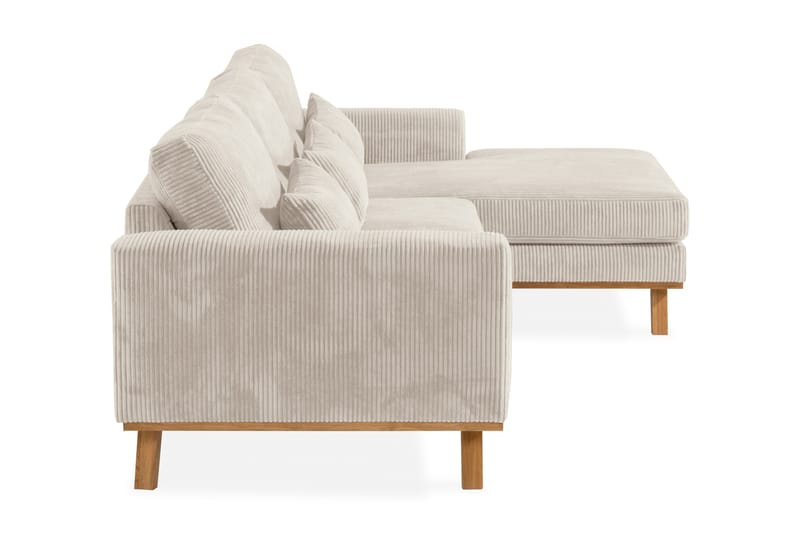Divansofa Haga Cordfløyel - Beige - 4 seters sofa med divan - Sofaer med sjeselong
