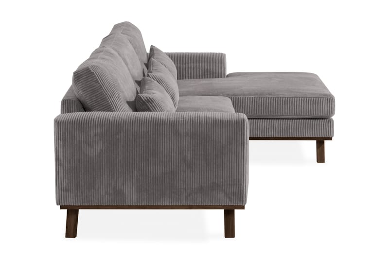 Divansofa Haga Cordfløyel - Grå - 4 seters sofa med divan - Sofaer med sjeselong
