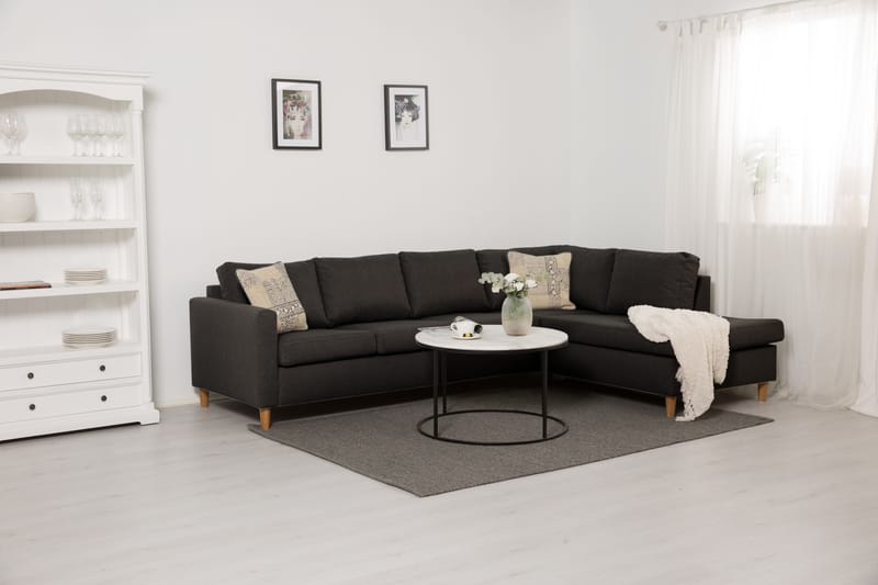 Divansofa Yen 4-seter Høyre - Mørkgrå - 4 seters sofa med divan - Sofaer med sjeselong