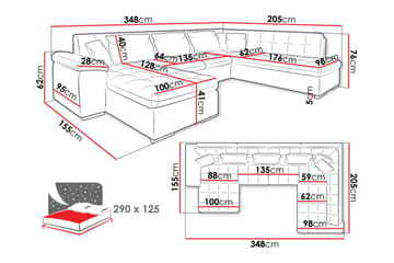 Dynir Sofa med Sjeselong og Divan 4-seter - Beige - Møbler - Sofaer - Sofaer med sjeselong - 4 seters sofa med divan