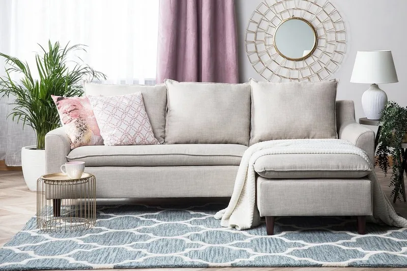 Elvenes 3-seter Høyre L-formet Sofa med Sjeselong 206 cm med Oppbevaring i Stoff, Beige