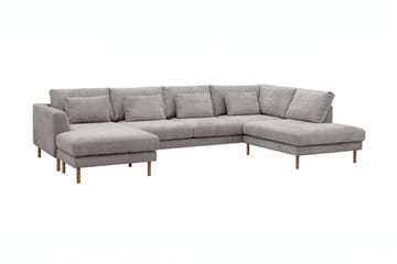 Florenz 4-seters Høyrevendt U-formet Sofa med Divan og Sjeselong i Chenille - Lysegrå - Møbler - Sofaer - Sofaer med sjeselong - 4 seters sofa med divan