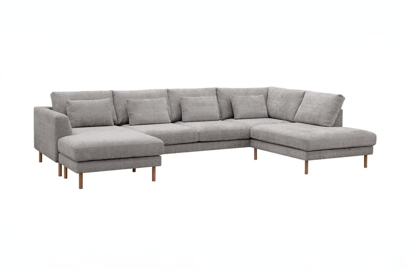 Florenz 4-seters Høyrevendt U-formet Sofa med Divan og Sjeselong i Chenille - Lysegrå - Møbler - Sofaer - Sofaer med sjeselong - 4 seters sofa med divan