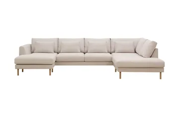 Florenz 4-seters Høyrevendt U-formet Sofa med Divan og Sjeselong i Stoff - Beige - Møbler - Sofaer - Sofaer med sjeselong - 4 seters sofa med divan