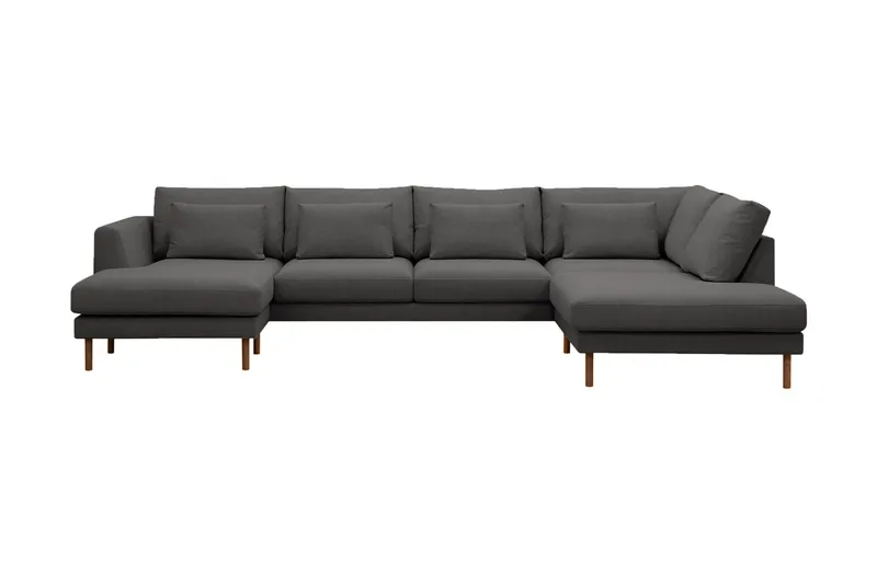 Florenz 4-seters Høyrevendt U-formet Sofa med Divan og Sjeselong i Stoff, Mørkegrå
