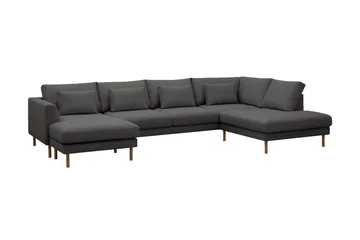 Florenz 4-seters Høyrevendt U-formet Sofa med Divan og Sjeselong i Stoff - Mørkegrå - Møbler - Sofaer - Sofaer med sjeselong - 4 seters sofa med divan