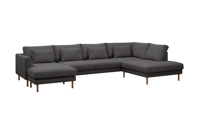 Florenz 4-seters Høyrevendt U-formet Sofa med Divan og Sjeselong i Stoff - Mørkegrå - Møbler - Sofaer - Sofaer med sjeselong - 4 seters sofa med divan