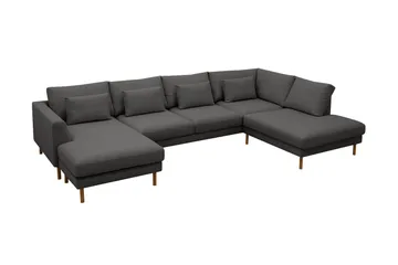 Florenz 4-seters Høyrevendt U-formet Sofa med Divan og Sjeselong i Stoff - Mørkegrå - Møbler - Sofaer - Sofaer med sjeselong - 4 seters sofa med divan