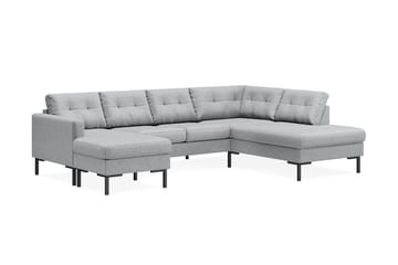 Frillestad 4-seters Høyrevendt U-formet Sofa med Divan og Sjeselong i Stoff - Grå - Møbler - Sofaer - Sofaer med sjeselong - 4 seters sofa med divan