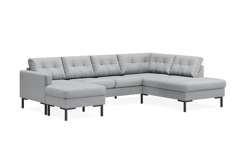 Frillestad 4-seters Høyrevendt U-formet Sofa med Divan og Sjeselong i Stoff - Grå - Møbler - Sofaer - Sofaer med sjeselong - 4 seters sofa med divan