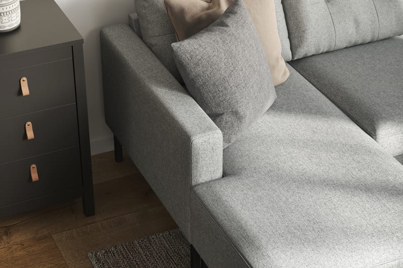 Frillestad 4-seters Høyrevendt U-formet Sofa med Divan og Sjeselong i Stoff - Grå - Møbler - Sofaer - Sofaer med sjeselong - 4 seters sofa med divan