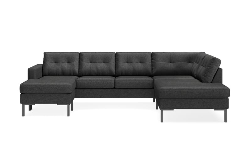 Frillestad 4-seters Høyrevendt U-formet Sofa med Divan og Sjeselong i Stoff - Mørk grå - Møbler - Sofaer - Sofaer med sjeselong - 4 seters sofa med divan