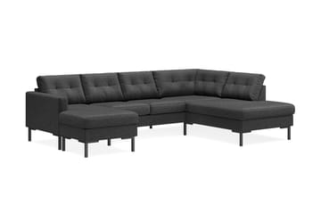 Frillestad 4-seters Høyrevendt U-formet Sofa med Divan og Sjeselong i Stoff - Mørk grå - Møbler - Sofaer - Sofaer med sjeselong - 4 seters sofa med divan