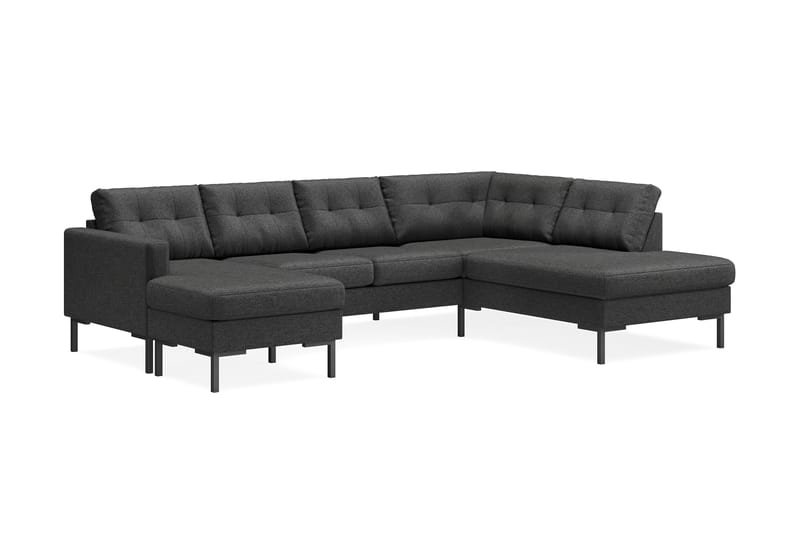 Frillestad 4-seters Høyrevendt U-formet Sofa med Divan og Sjeselong i Stoff - Mørk grå - Møbler - Sofaer - Sofaer med sjeselong - 4 seters sofa med divan