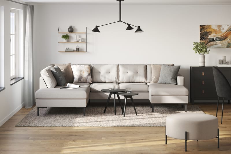 Frillestad 4-seters Venstrevendt U-formet Sofa med Divan og Sjeselong i Stoff - Beige - Møbler - Sofaer - Sofaer med sjeselong - 4 seters sofa med divan
