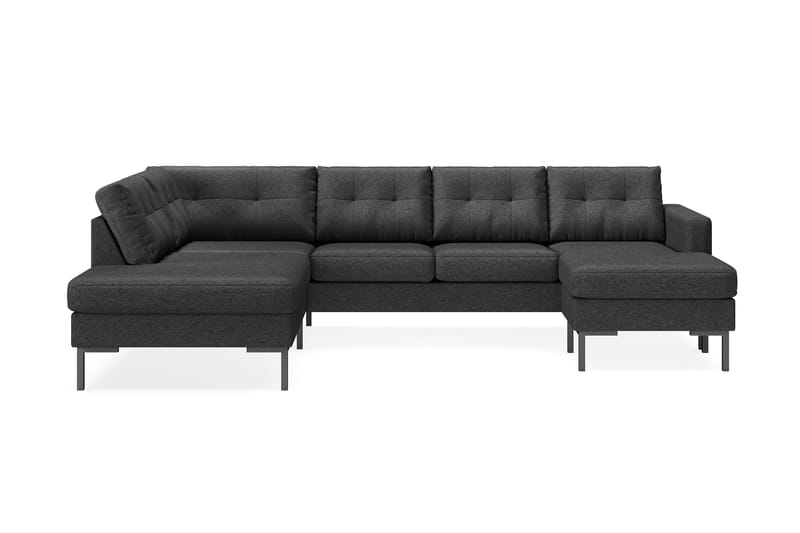 Frillestad 4-seters Venstrevendt U-formet Sofa med Divan og Sjeselong i Stoff - Mørk grå - Møbler - Sofaer - Sofaer med sjeselong - 4 seters sofa med divan