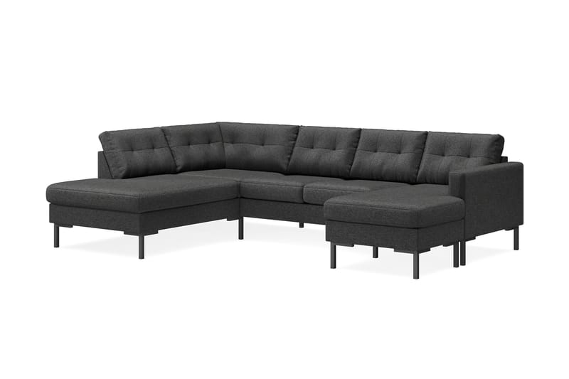 Frillestad 4-seters Venstrevendt U-formet Sofa med Divan og Sjeselong i Stoff - Mørk grå - Møbler - Sofaer - Sofaer med sjeselong - 4 seters sofa med divan