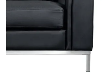 Hjørnesofa Sharmon Høyre + Fotskammel - Svart/Lær - Møbler - Sofaer - Sofaer med sjeselong - 4 seters sofa med divan