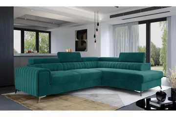 Laurece Sjeselongsofa Høyre - Turkis - Møbler - Sofaer - Sofaer med sjeselong - 4 seters sofa med divan