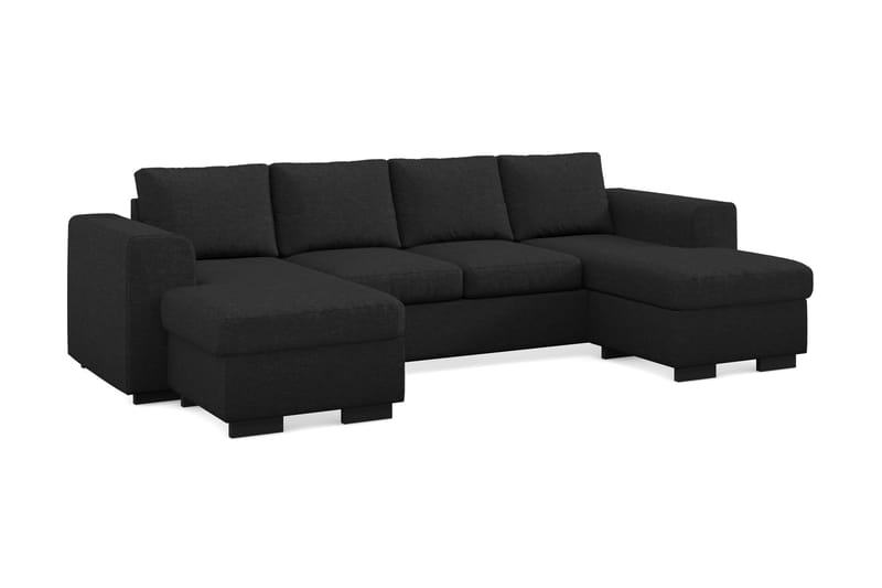 Link 4-seters U-formet Sofa med Dobbeldivan i Stoff - Svart - Møbler - Sofaer - Sofaer med sjeselong - 4 seters sofa med divan