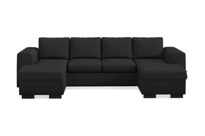 Link 4-seters U-formet Sofa med Dobbeldivan i Stoff - Svart - Møbler - Sofaer - Sofaer med sjeselong - 4 seters sofa med divan