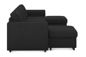 Link 4-seters U-formet Sofa med Dobbeldivan i Stoff - Svart - Møbler - Sofaer - Sofaer med sjeselong - 4 seters sofa med divan