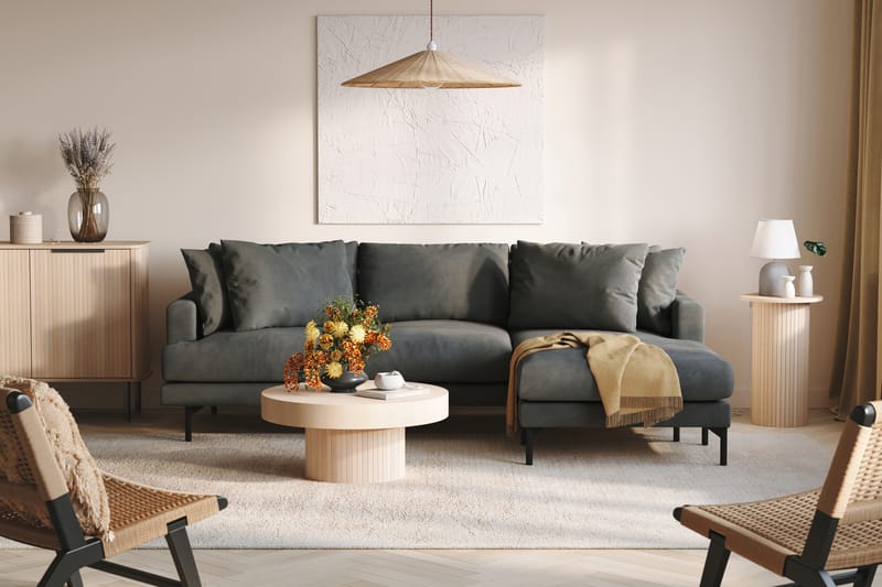 Menard 3-seters Høyrevendt L-formet Divansofa i Manchester - Grå - Møbler - Sofaer - Sofaer med sjeselong - 3 seters sofa med divan