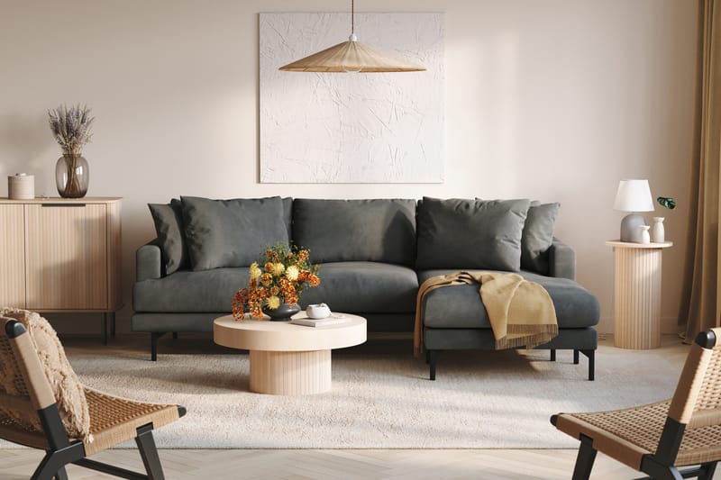 Menard 3-seters Høyrevendt L-formet Divansofa i Manchester - Grå - Møbler - Sofaer - Sofaer med sjeselong - 3 seters sofa med divan