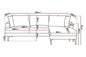 Menard 3-seters Høyrevendt L-formet Divansofa i Manchester - Grønn - Møbler - Sofaer - Sofaer med sjeselong - 3 seters sofa med divan