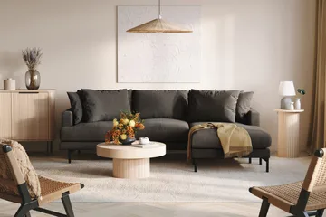 Menard 3-seters Høyrevendt L-formet Divansofa i Manchester - Mørk grå - Møbler - Sofaer - Sofaer med sjeselong - 3 seters sofa med divan