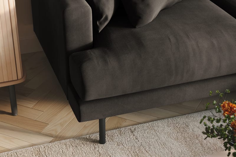 Menard 3-seters Høyrevendt L-formet Divansofa i Manchester - Mørk grå - Møbler - Sofaer - Sofaer med sjeselong - 3 seters sofa med divan