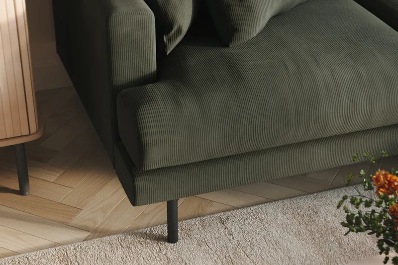 Menard 3-seters Høyrevendt L-formet Divansofa i Manchester - Mørk grønn - Møbler - Sofaer - Sofaer med sjeselong - 3 seters sofa med divan