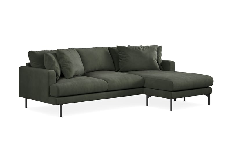 Menard 3-seters Høyrevendt L-formet Divansofa i Manchester - Mørk grønn - Møbler - Sofaer - Sofaer med sjeselong - 3 seters sofa med divan