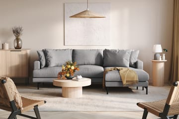 Menard 3-seters Høyrevendt L-formet Divansofa i Stoff - Grå - Møbler - Sofaer - Sofaer med sjeselong - 3 seters sofa med divan
